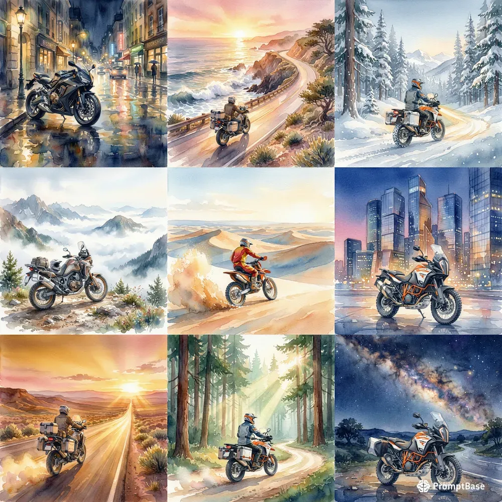 Motorcycles In Watercolor Collection