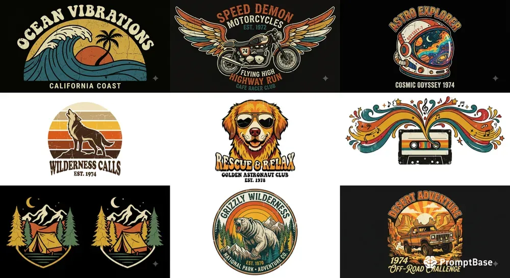 Retro 70s80s Tshirt Graphics