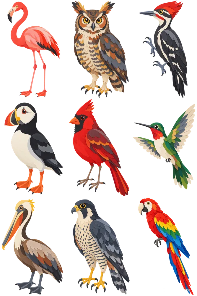 Folk Paper Collage Birds