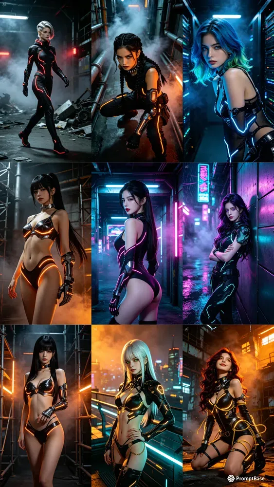 Cyberpunk Neon Women Portraits