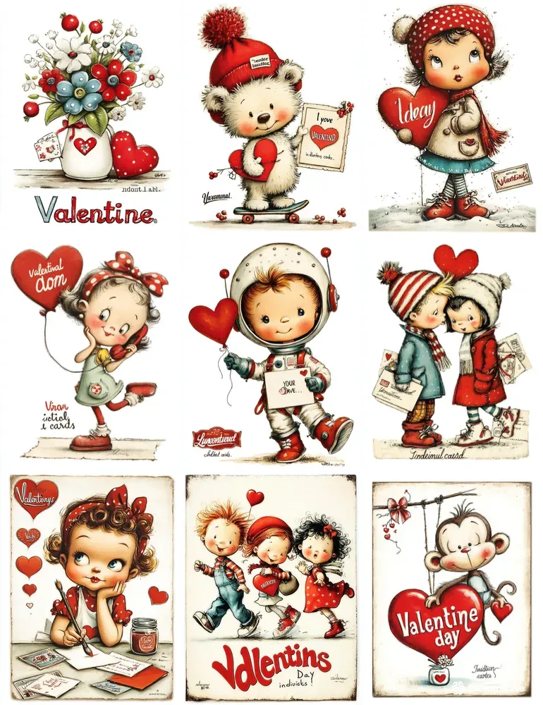 Retro Vintage Valentine Card Clipart