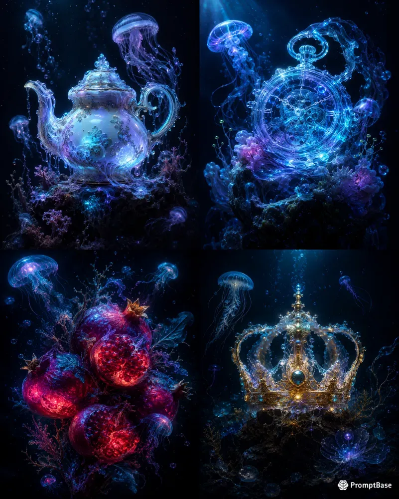 Bioluminescent Deep Sea Still Lifes