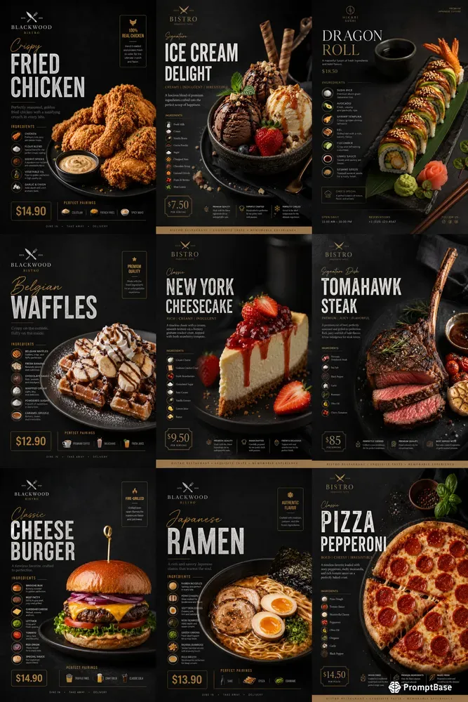 Premium Restaurant Menu Food Posters