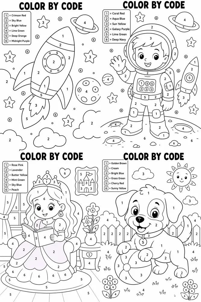 Color By Code Kids Scenes