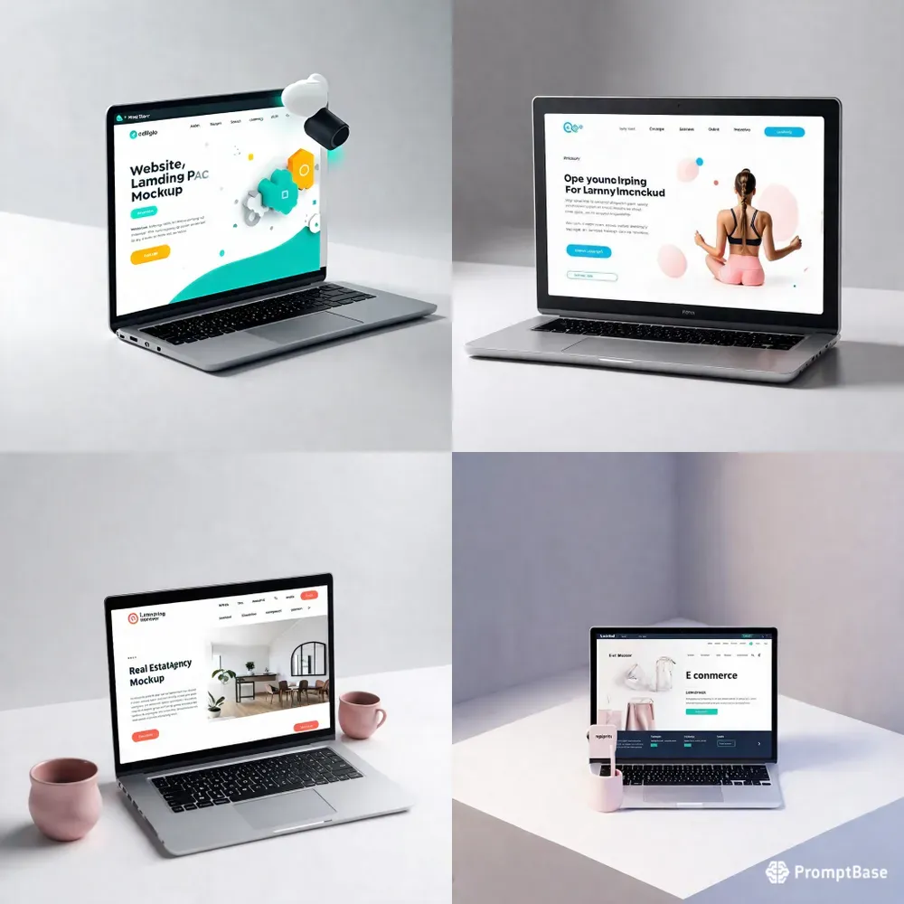 3D Website Landing Page Mockups