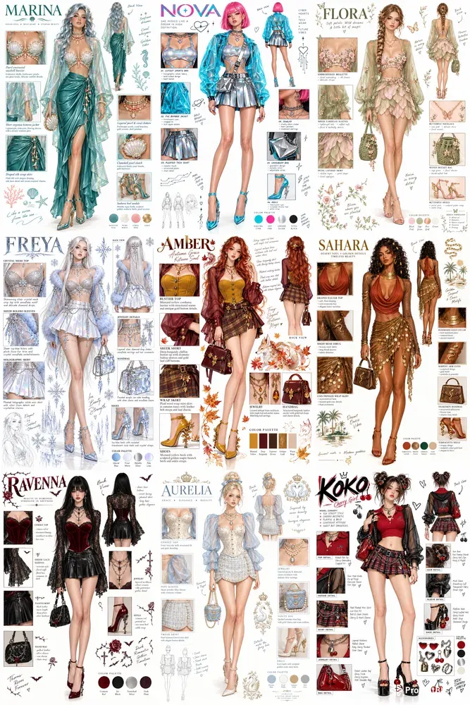 Fashion Concept Character Sheets