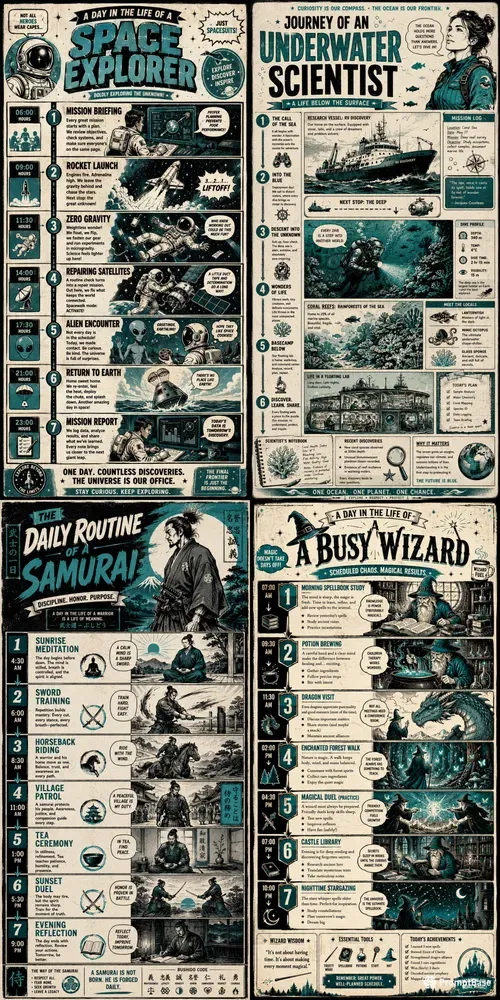 Retro Editorial Timeline Posters
