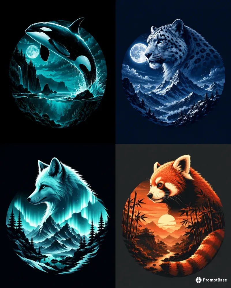 Vector Animal Silhouette T Shirt Designs