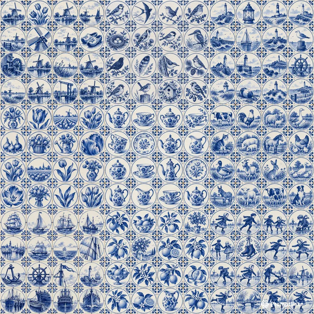 Delft Blue Tile Seamless Art