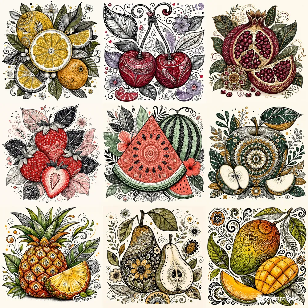 Zentangle Fruit Art Packs