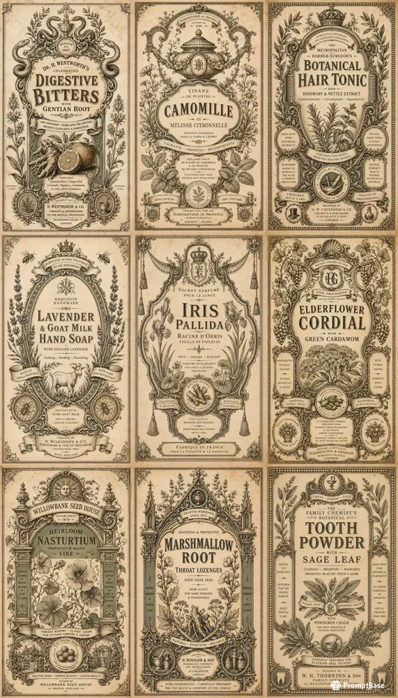 Victorian Botanical Label Engravings