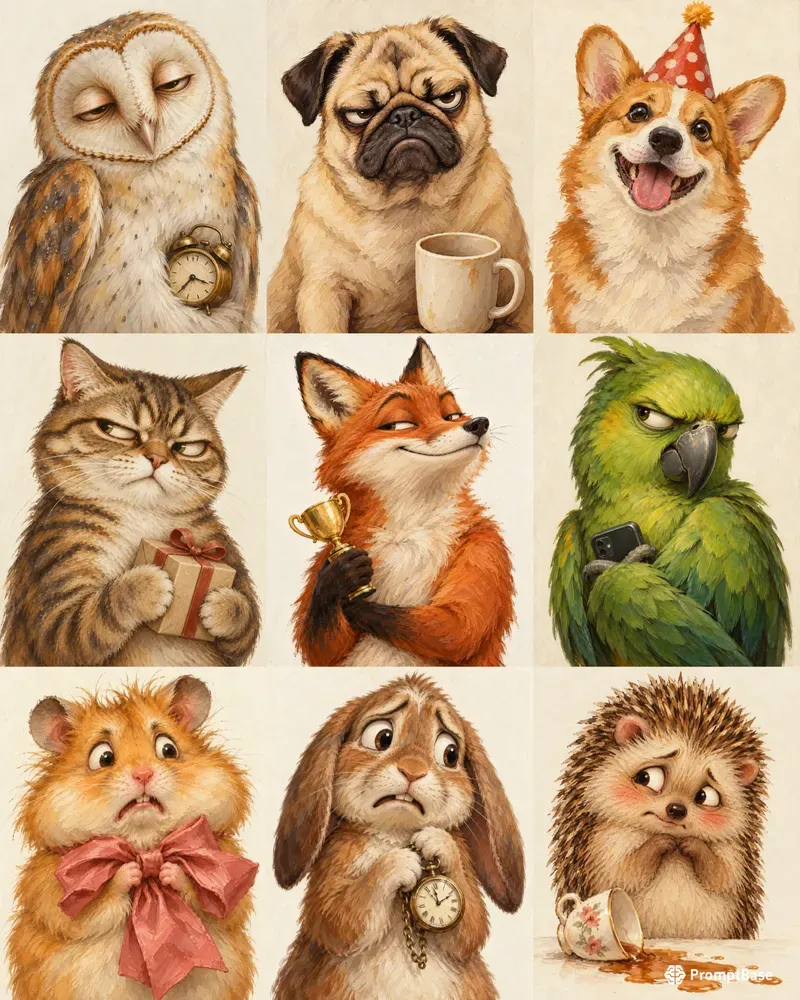 Funny Animal Mood Portrait Posters