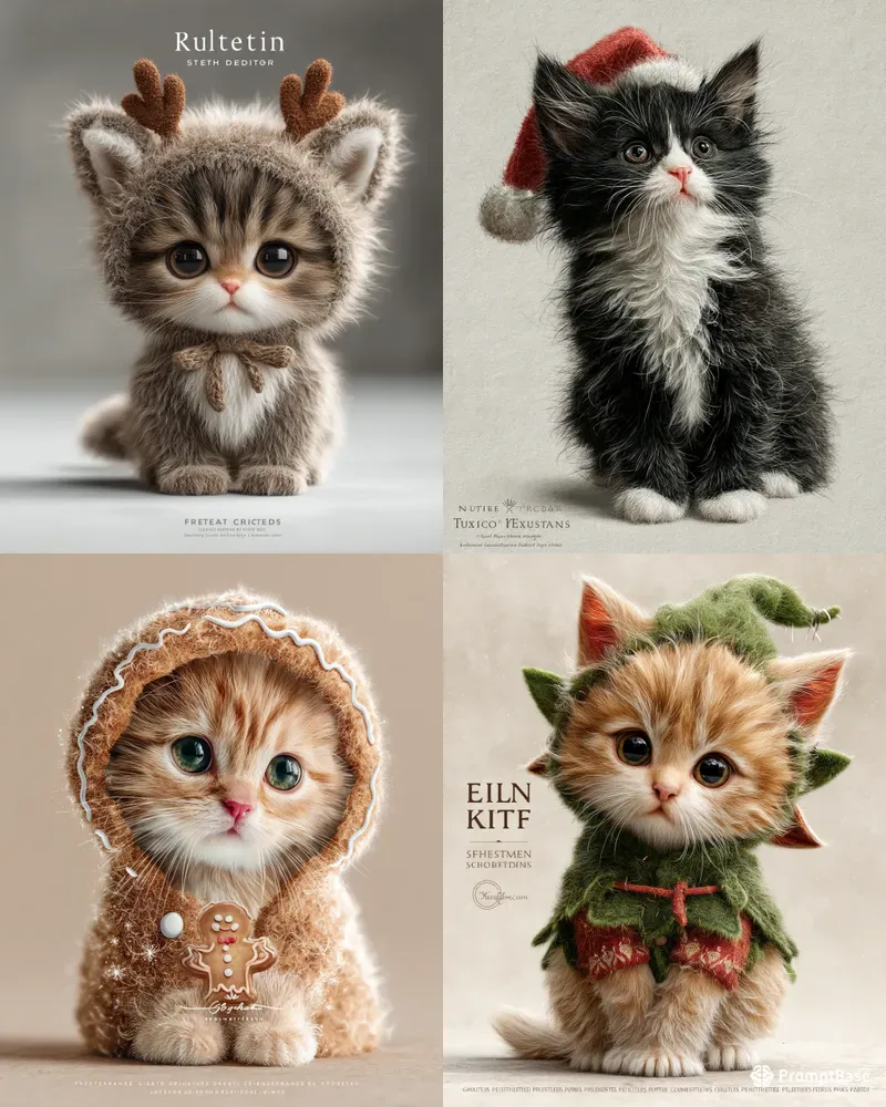 Realistic Christmas Cat Stickers