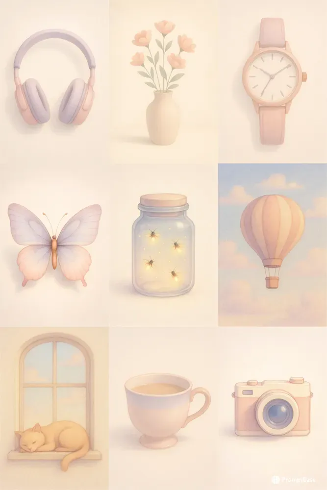 Pastel Aesthetic Object Illustrations