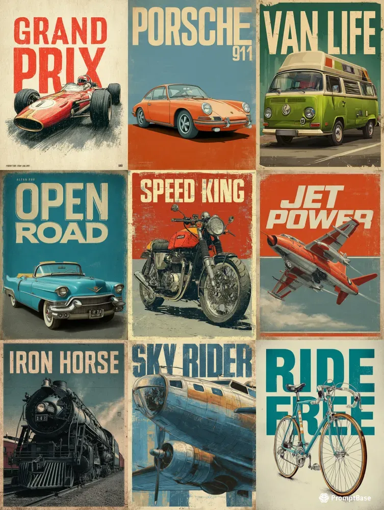 Retro Posters With Vintage Transports