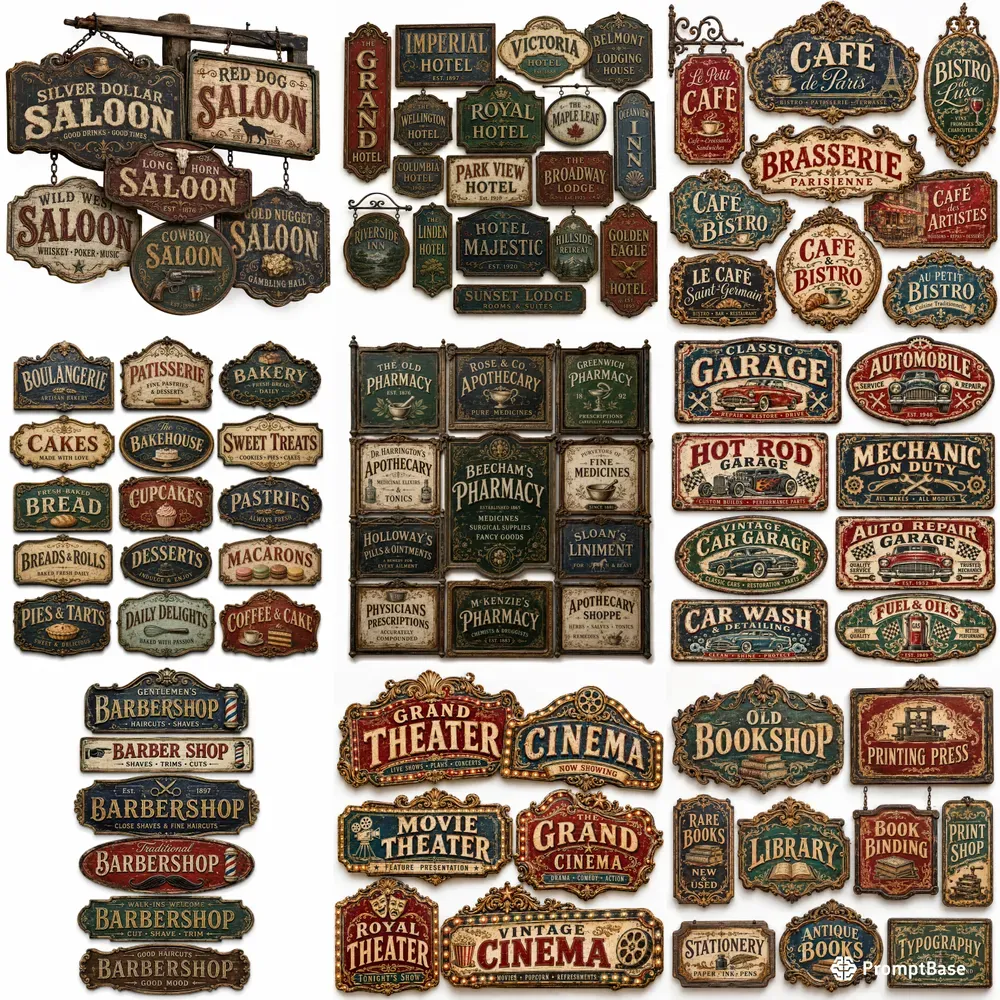 Vintage Ornate Signboard Collections