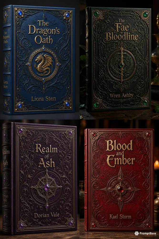 Ornate Fantasy Hardcover Book Designs Ai