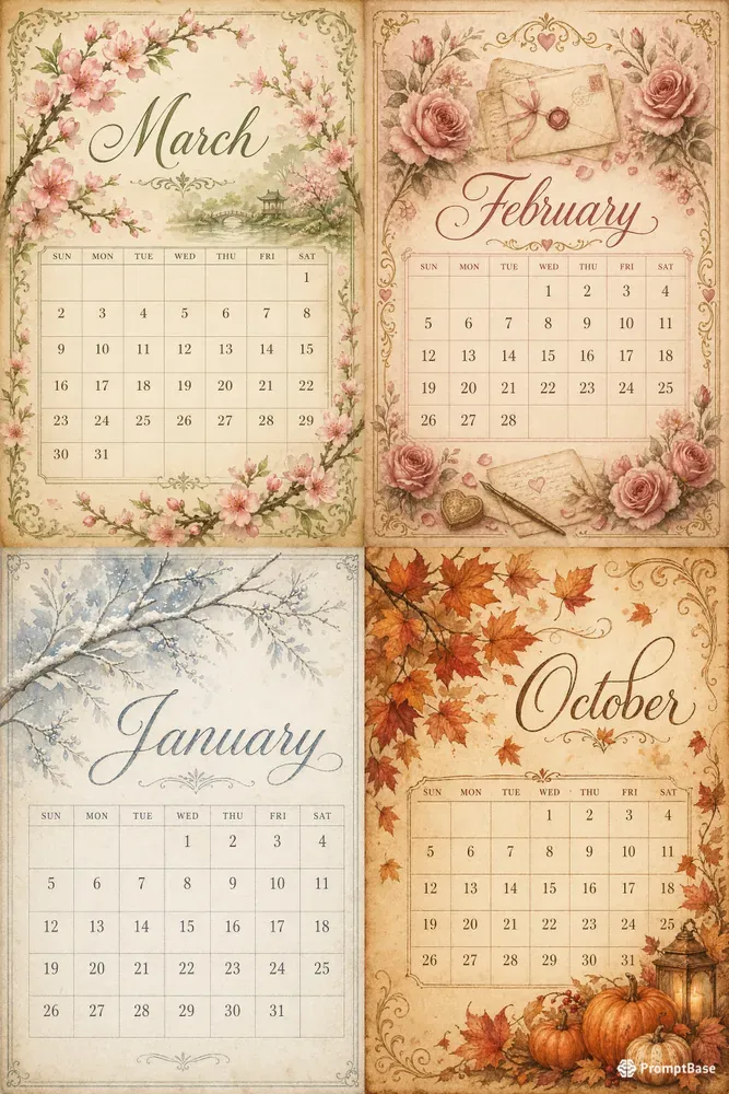 Vintage Watercolor Calendar Composers