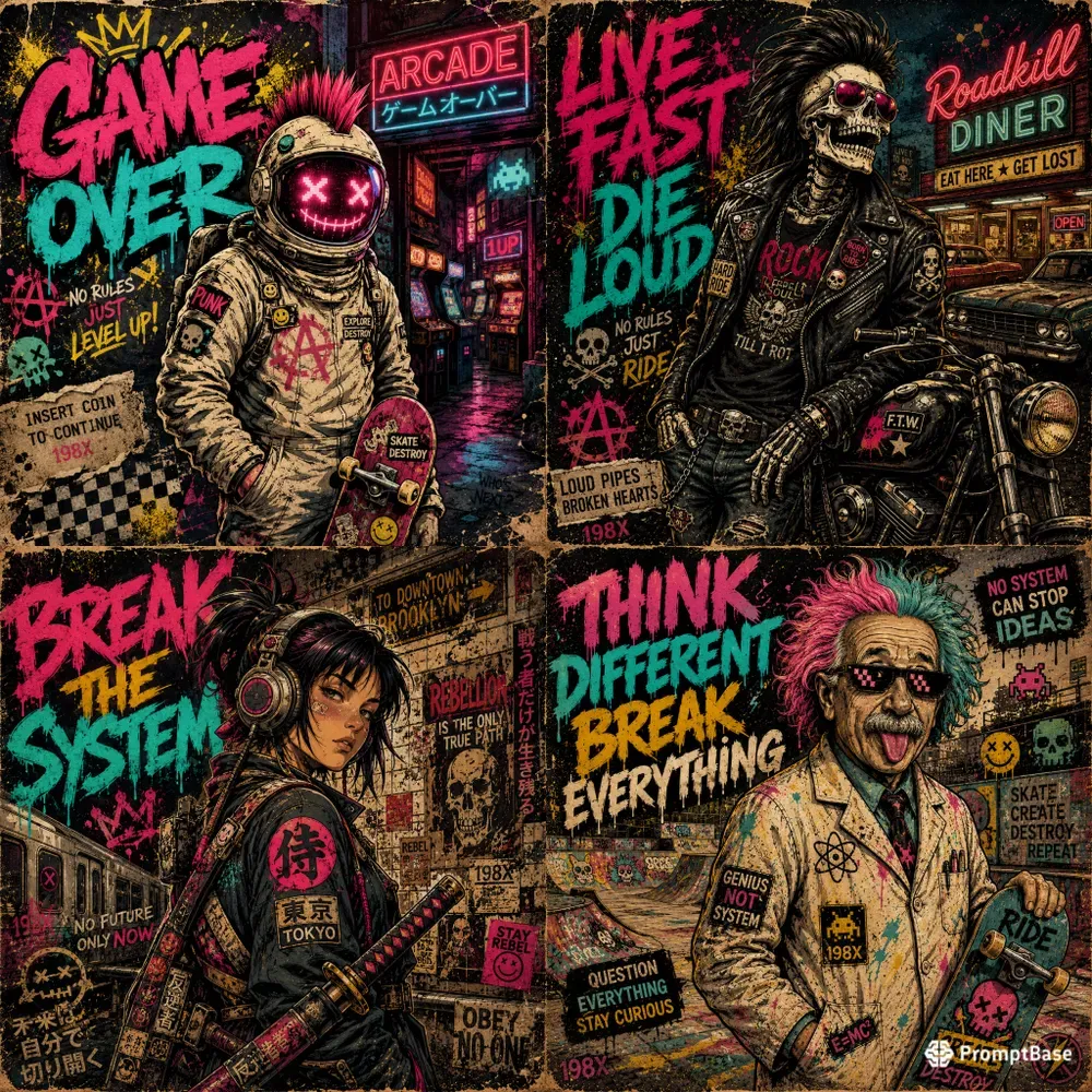 Vintage Graffiti Rebel Posters