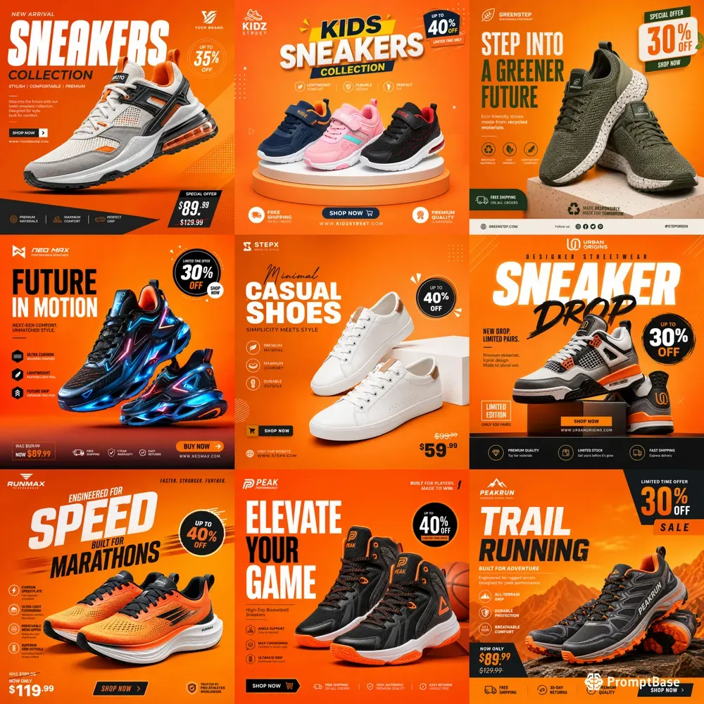 Modern Sports Shoe Banner Design Kits