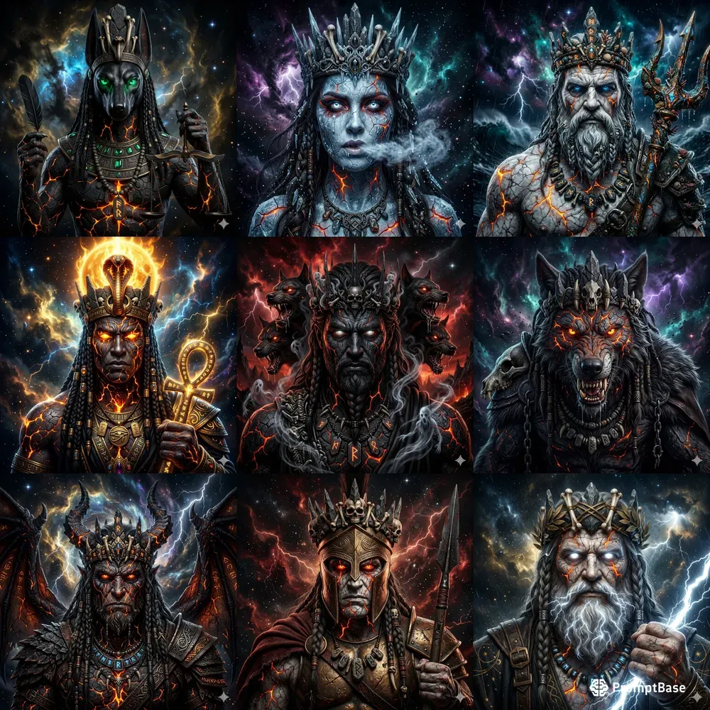 Ancient God Portrait Lava Cracked Skins