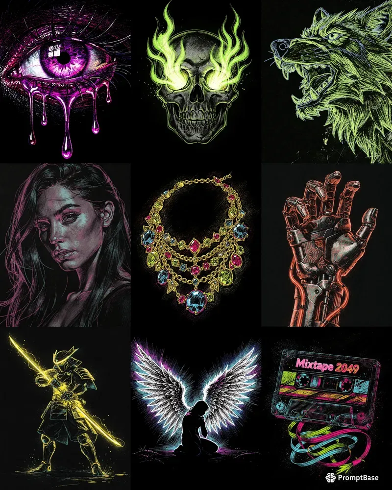 Dark Neon Charcoal Sketchers