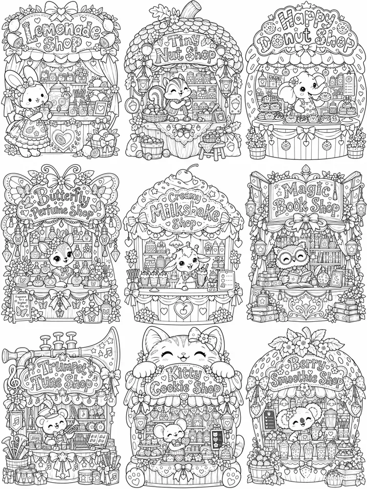 Super Cute Whimsical Shop Coloring Pages