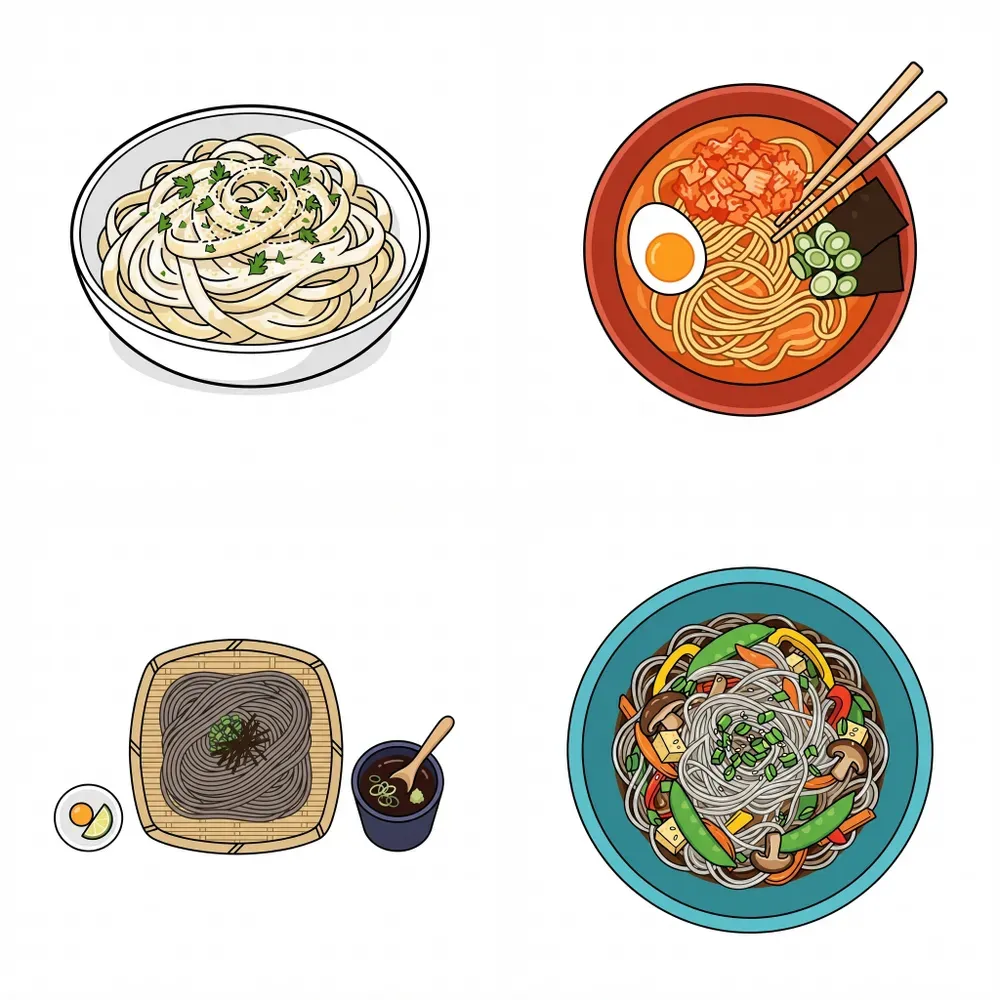 Vector Noodle Collection Flat Designs
