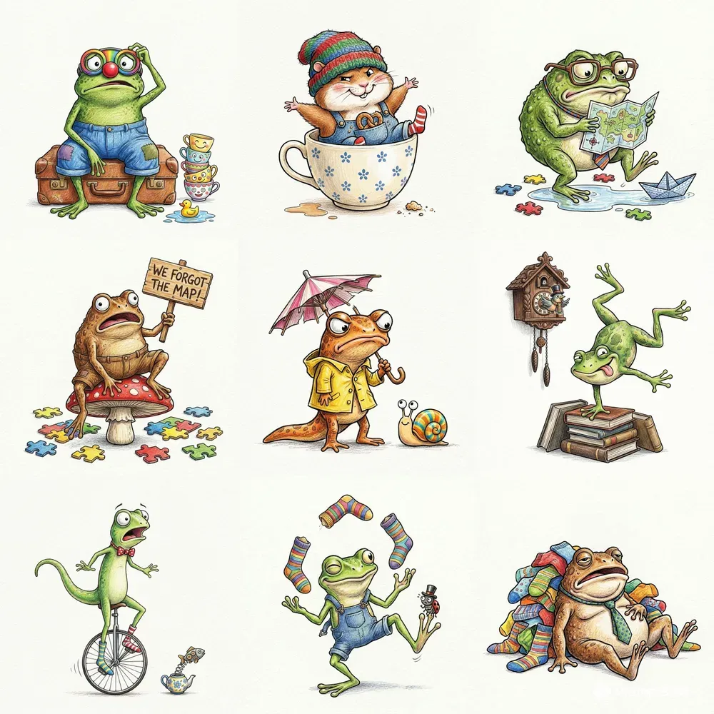 Funny Storybook Animal Character Art
