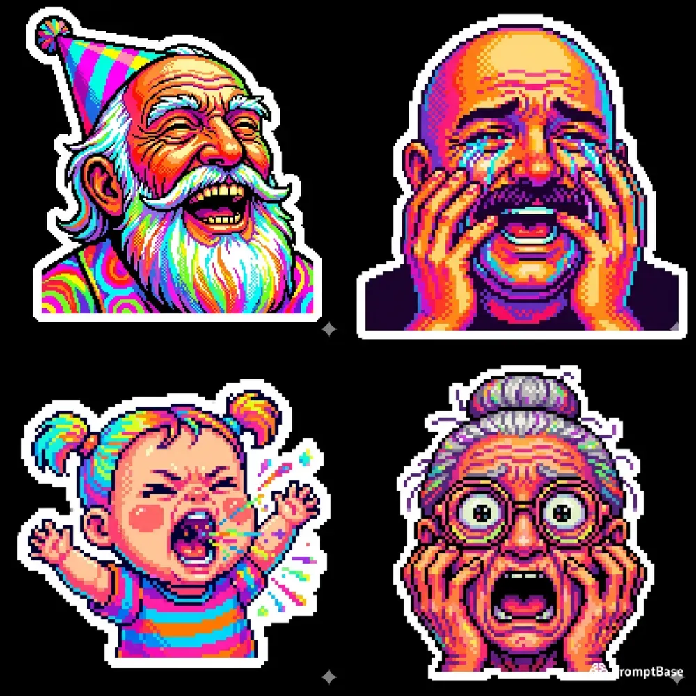 Funny Pixel Art Stickers