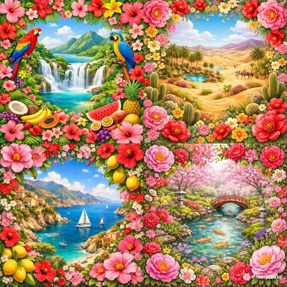 Vibrant Floral Digital Artworks