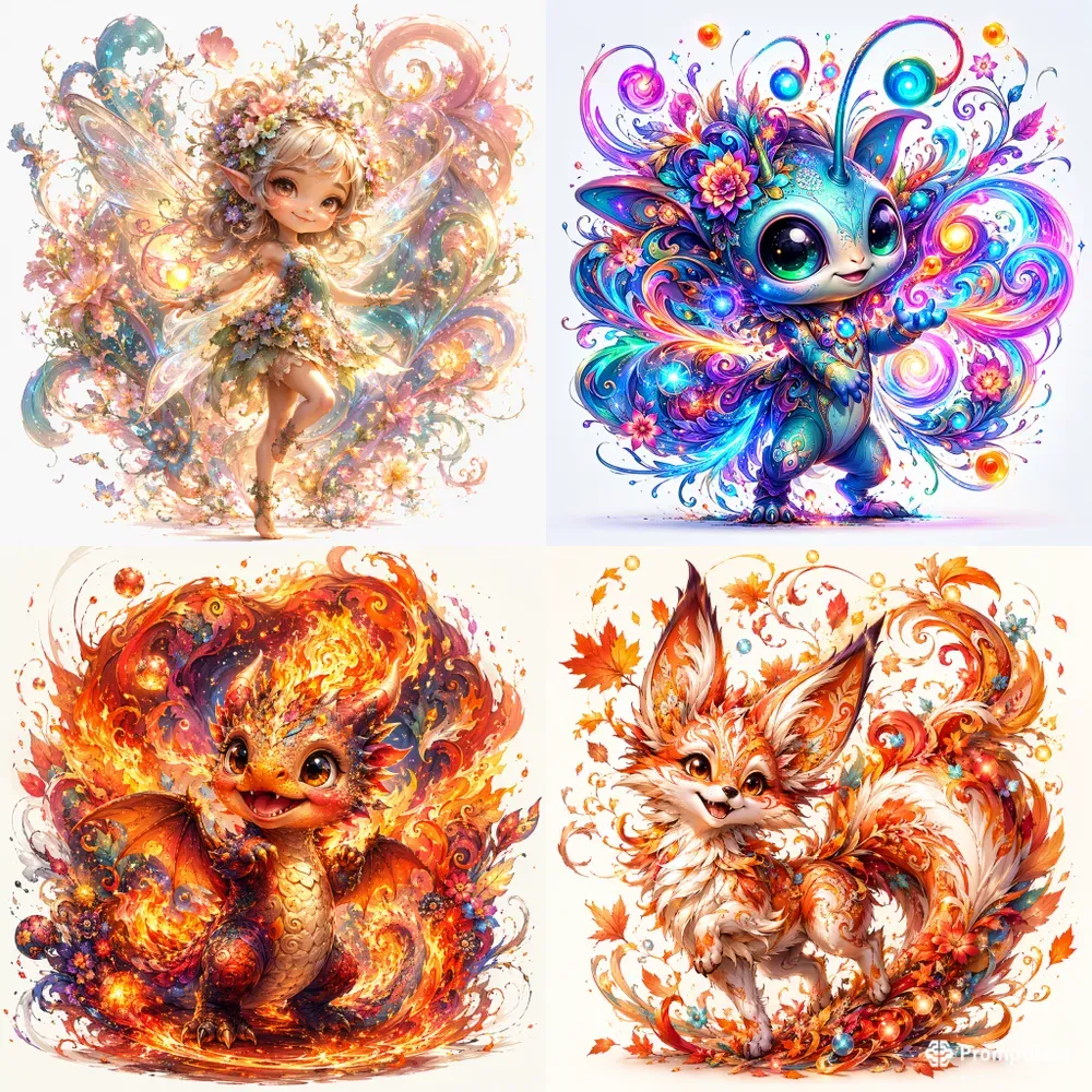 Whimsical Fantasy Character Explosions