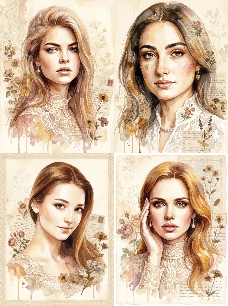 Vintage Watercolor Portrait Ais