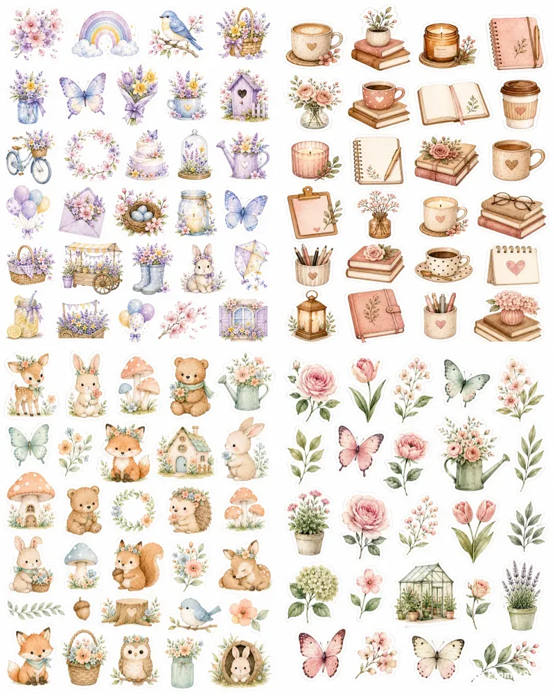 Whimsical Watercolor Planner Stickers