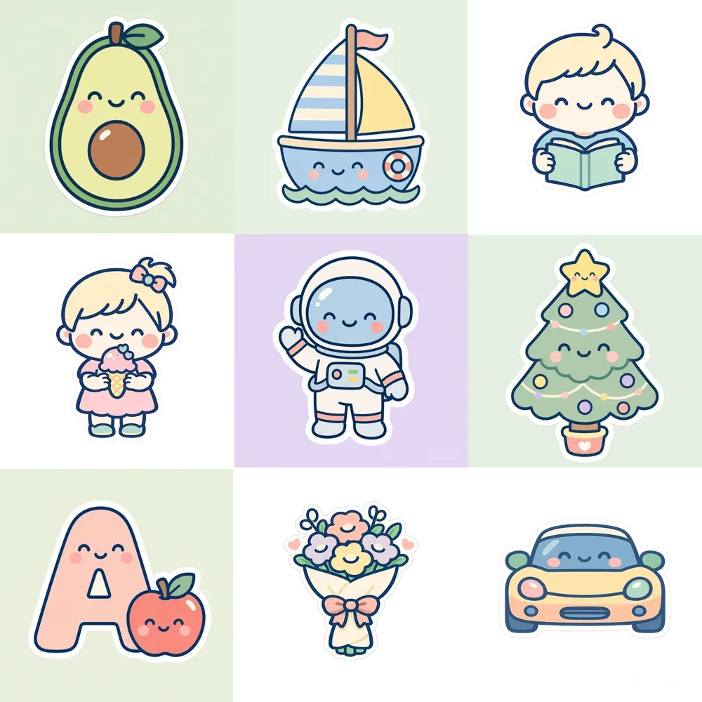 Minimal Kawaii Sticker Generator Premis