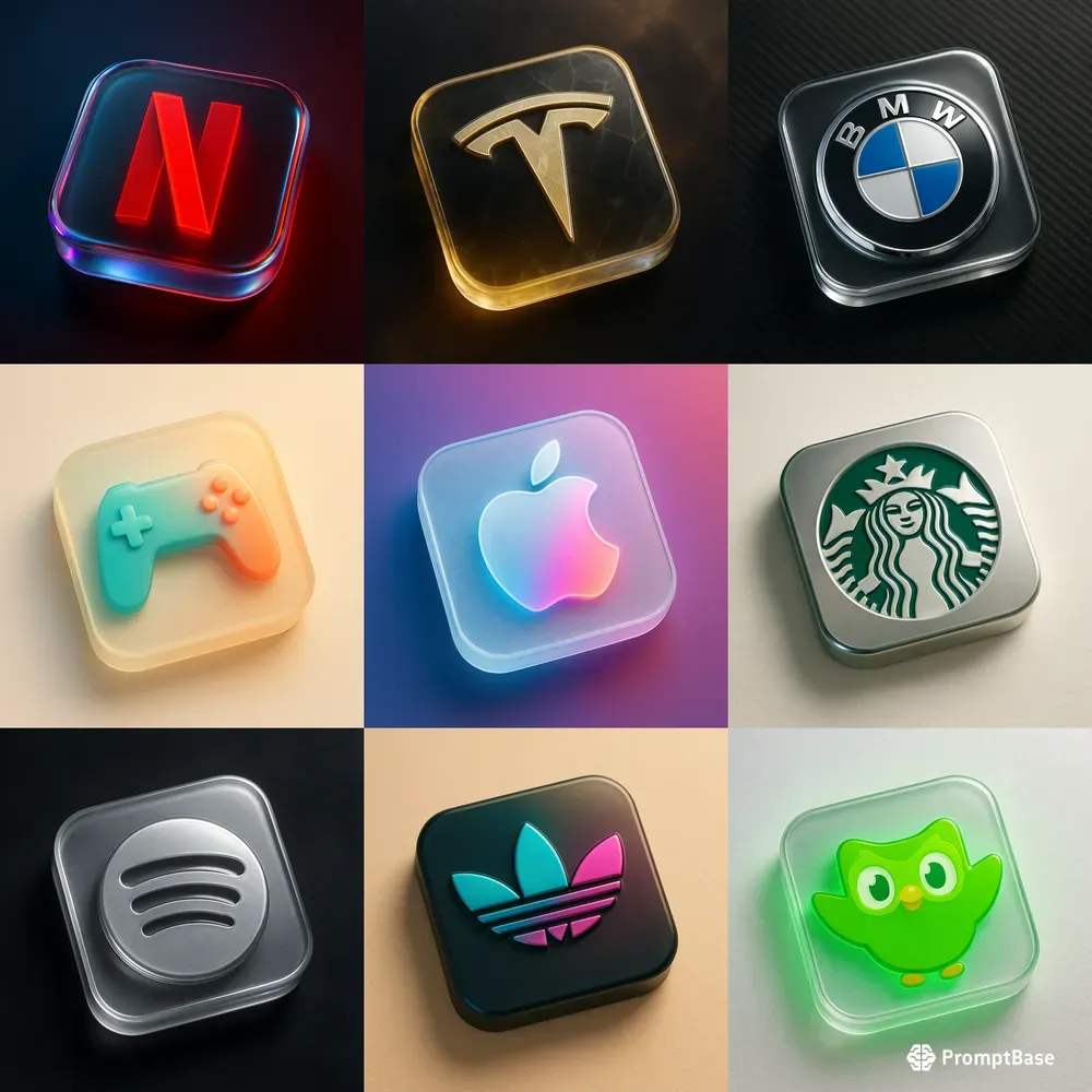 3D Glossy Brand Icons