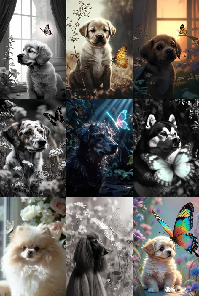 Elegant Dog Butterfly Dream Scenes