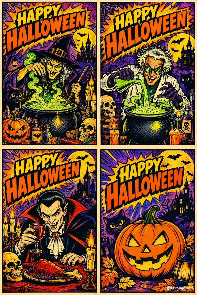 Pop Art Halloween Greeting Cards