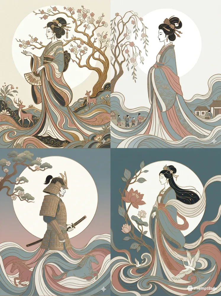 Oriental Silk Graphic Art Templates