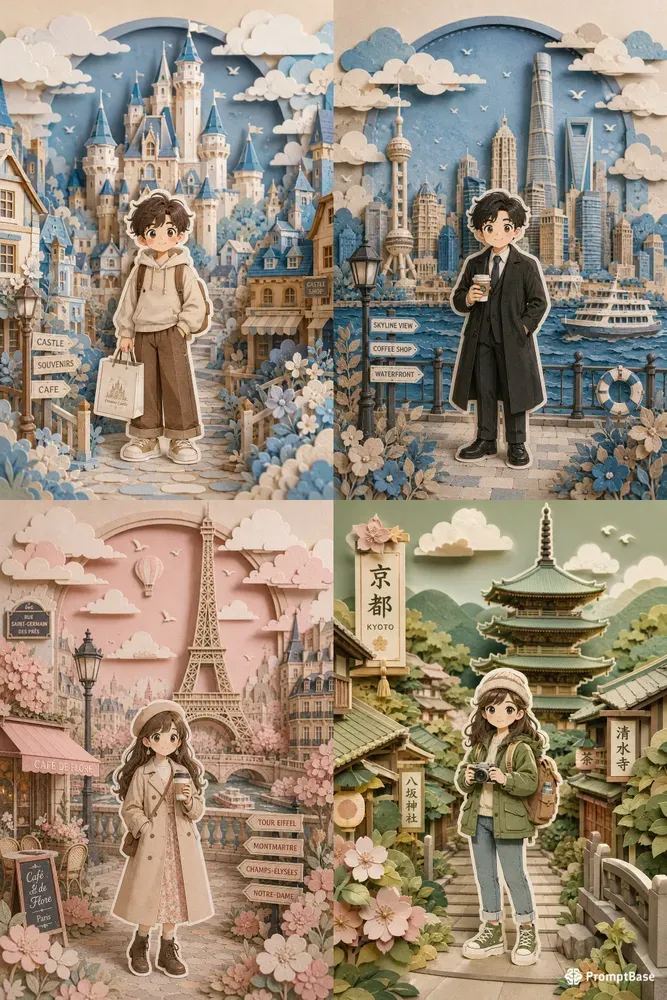 Cute Paper Diorama Travel Scenes