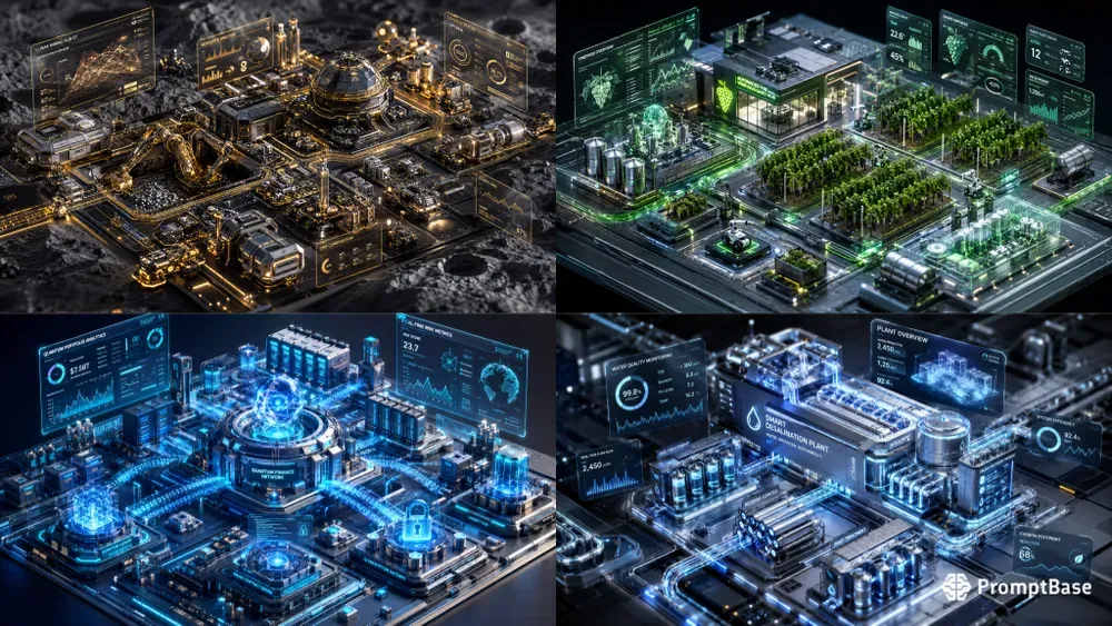 3D Isometric Tech Ecosystem Dioramas
