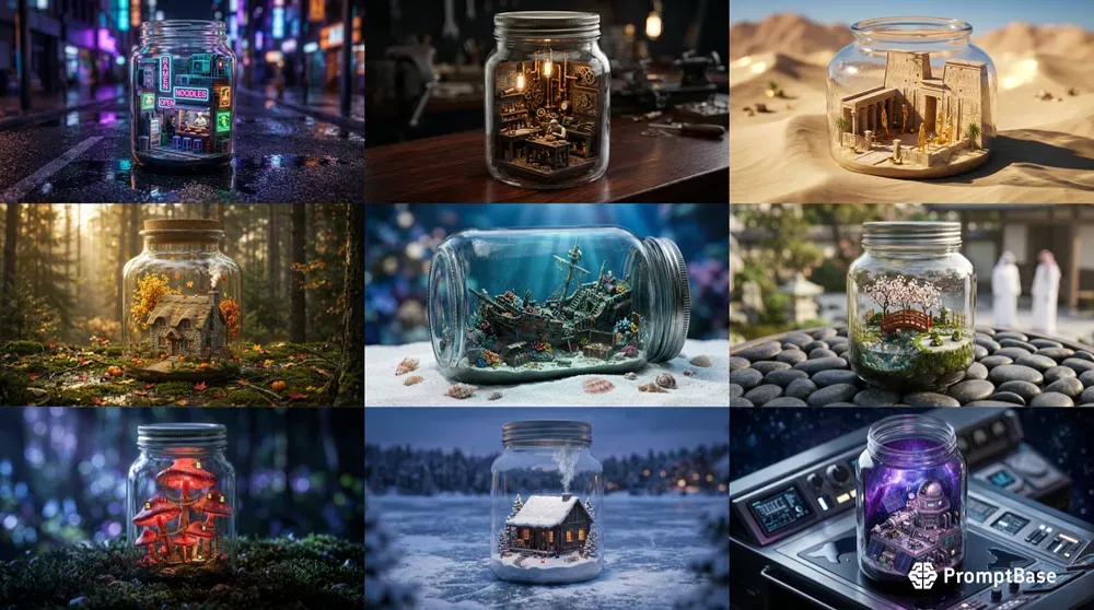 Isometric 3d Dioramas In Glass Jars