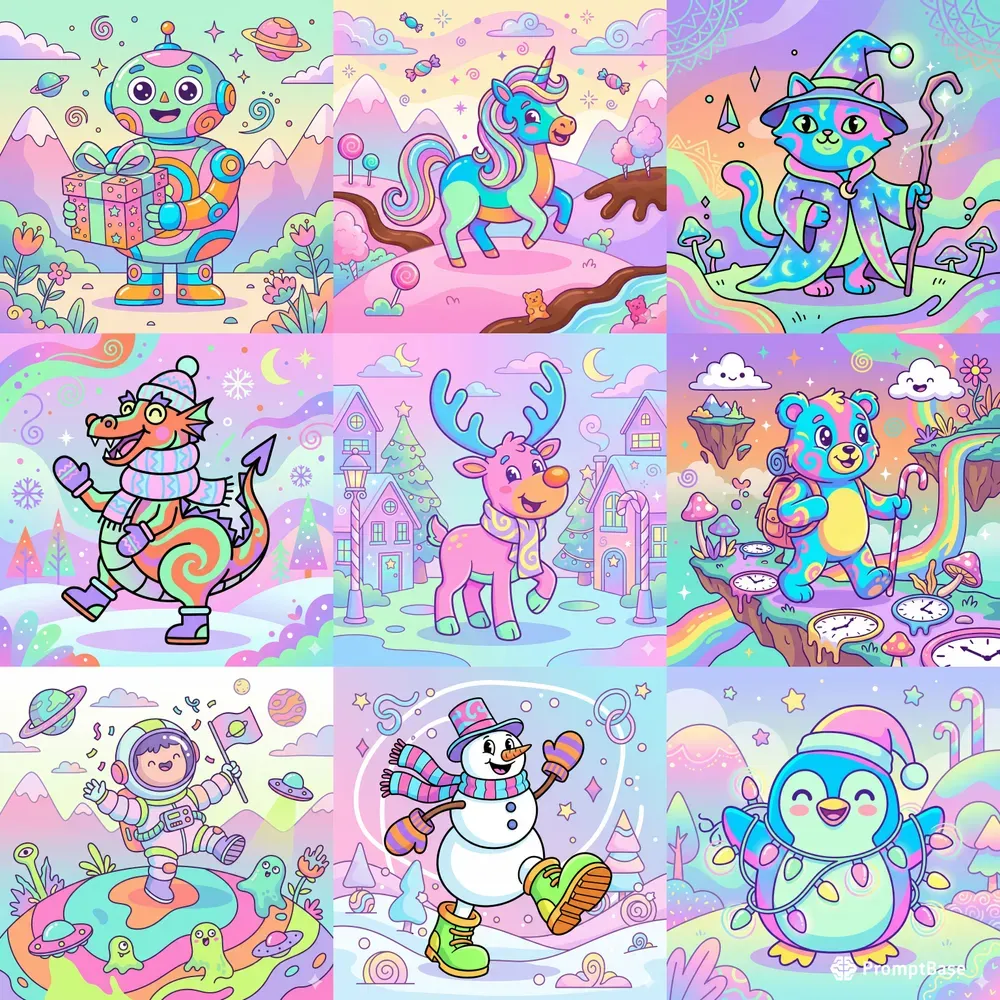 Whimsical Psychedelic Cartoon Art