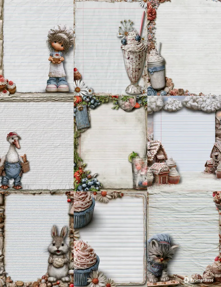 Sweet Denim Baking Girl Plain Papers