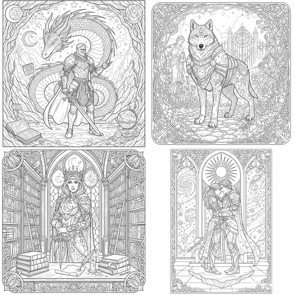 Romantasy Dark Academia Coloring Books