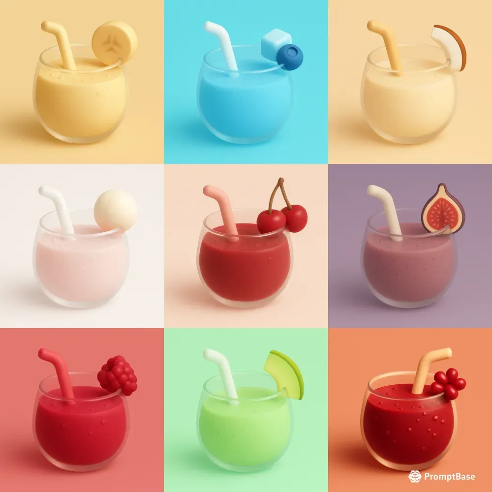 Cute 3D Fruit Smoothie Emojis