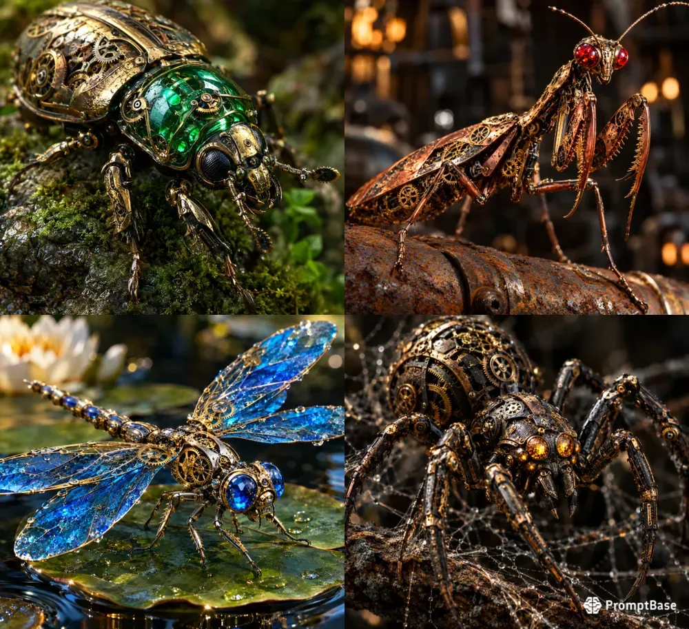 Macro Steampunk Insect Automata