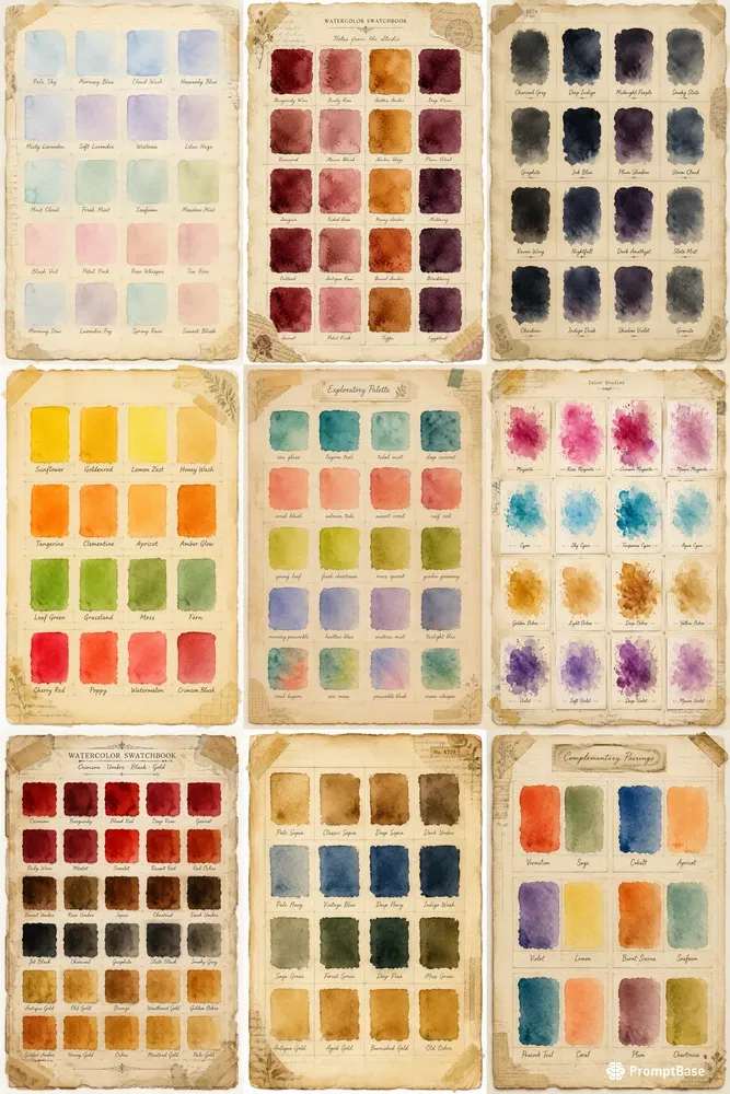 Watercolor Swatchbook Junk Journal Pages