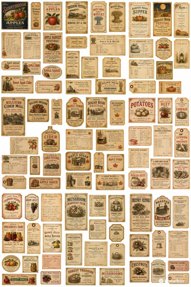 Autumn Harvest Ephemera Sheets