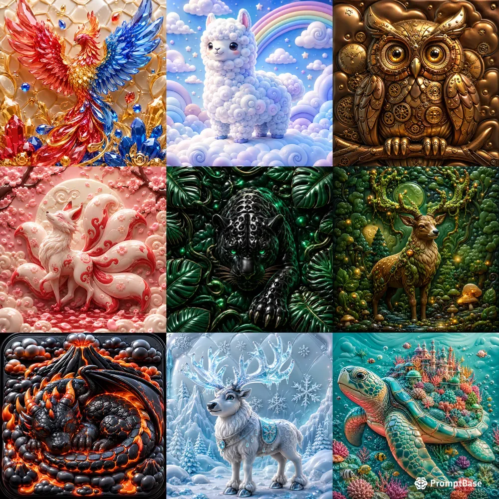 Fantasy Puffy Animal Wallpaper Sets